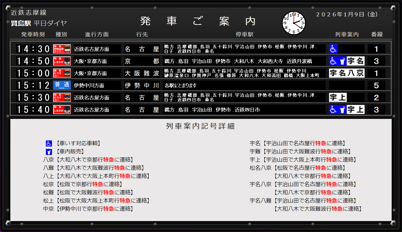 パタパタ賢島駅アプリの画面