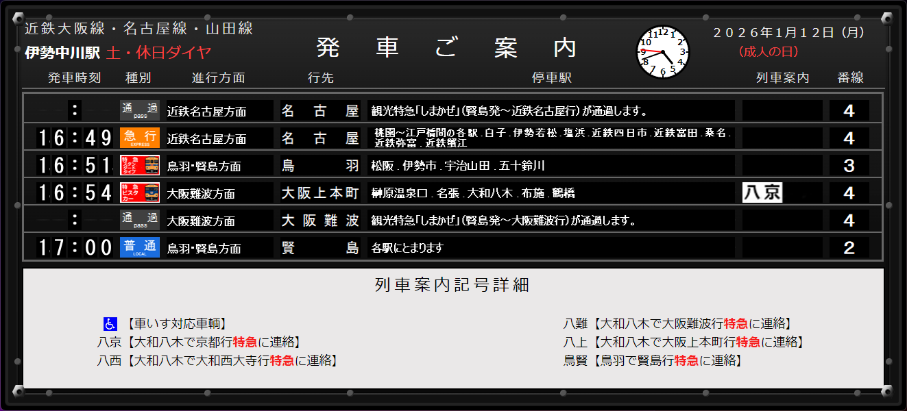 パタパタ伊勢中川駅版のスクリーンショット